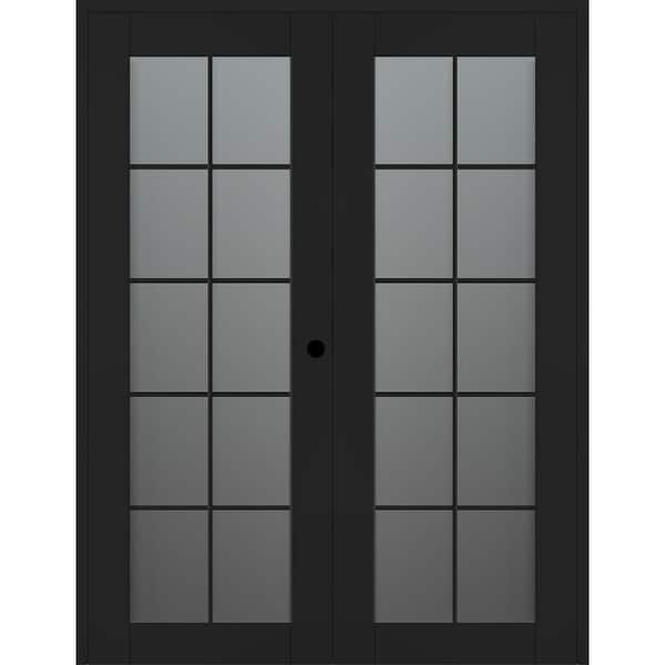 Belldinni Vona 10-Lite 48 in. x 80 in. Left Active 10-Lite Frosted Glass Black Matte Wood Composite Double Prehung Interior Door