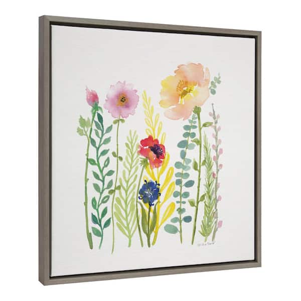 Sylvie Flowers and Ferns Framed Canvas by Patricia Shaw Set of 1 Nature Art Print 22.00 in. x 22.00 in.