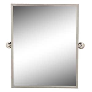 22 in. W x 28 in. H Rectangular Metal Framed Wall Bathroom Vanity Mirror in Brushed Silver Finish