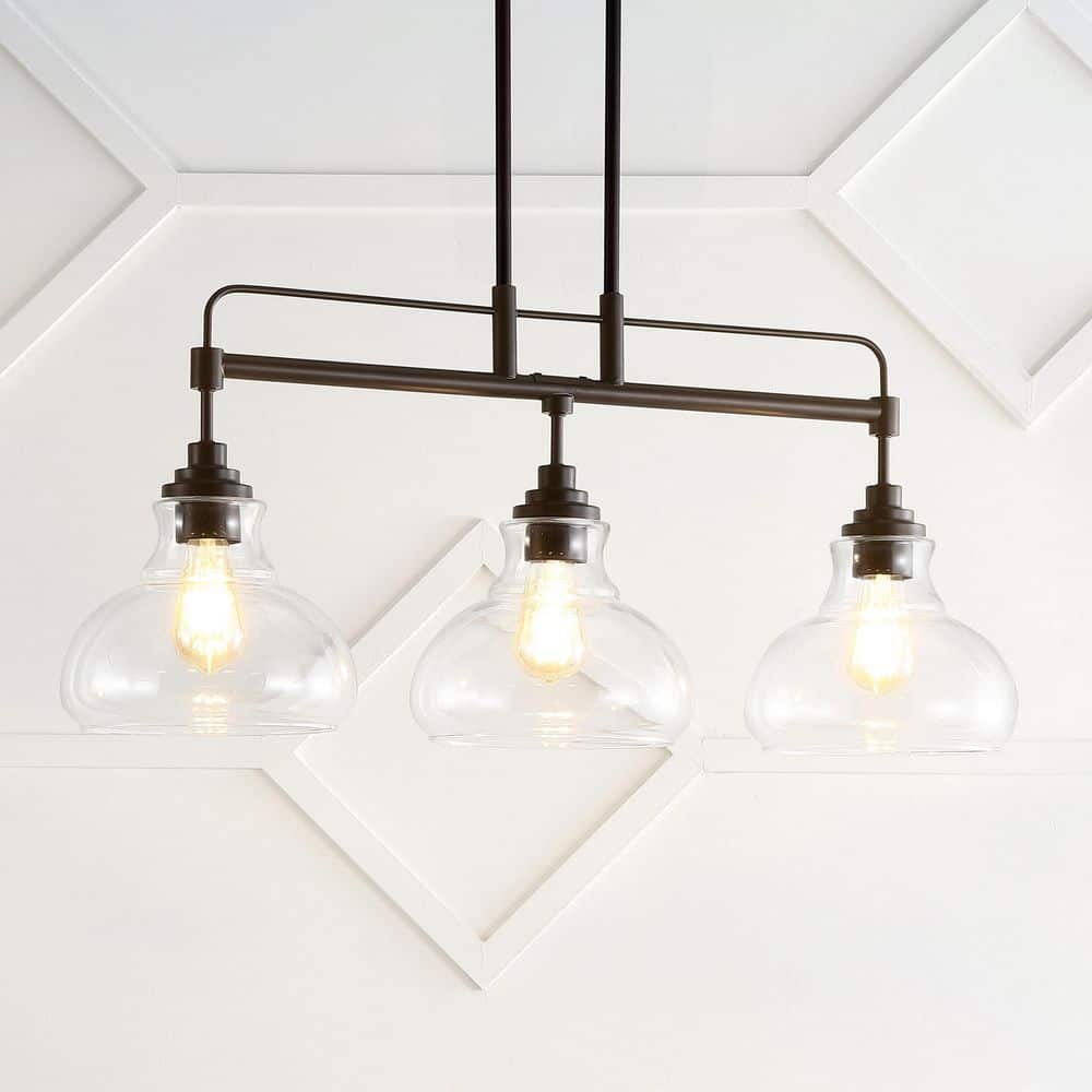 Marlowe 32.5" Oil-Rubbed Bronze 3-Light Industrial Farmhouse LED Pendant