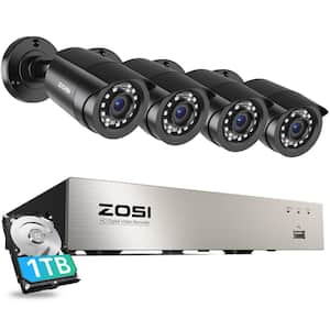 8-Channel 1080p DVR 1TB Hard Drive Security Camera System with 4 Wired Cameras