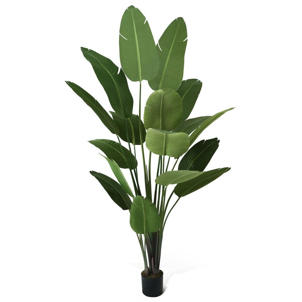 7 ft Green Plastic Bird of Paradise Potted Floor Plant