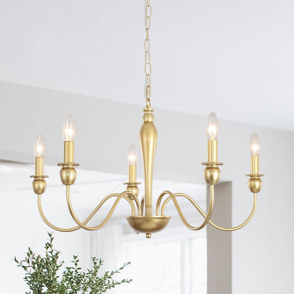 Marypaz 5-Light Spray Gold Dimmable Classic Traditional Farmhouse Chandelier for Kitchen Island with no Bulbs Included price history on PriceWatchPro