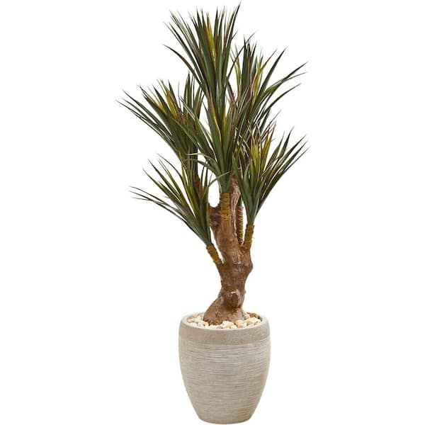4.2 ft. Artificial Yucca Tree in Beige Planter, Artificial Indoor Home Decor Plant
