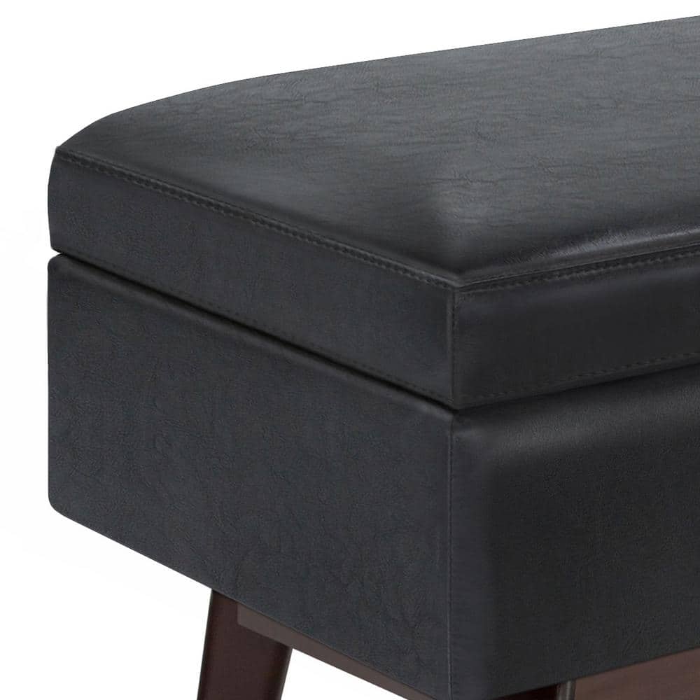 Owen Mid Century Modern Black Rubberwood Cocktail Ottoman