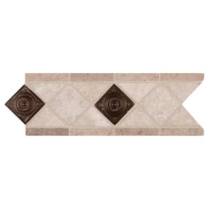 Noche Chairo Copper Scudo Listello 4 in. x 12 in. Textured Travertine Floor and Wall Tile (10 lin. ft./Case)