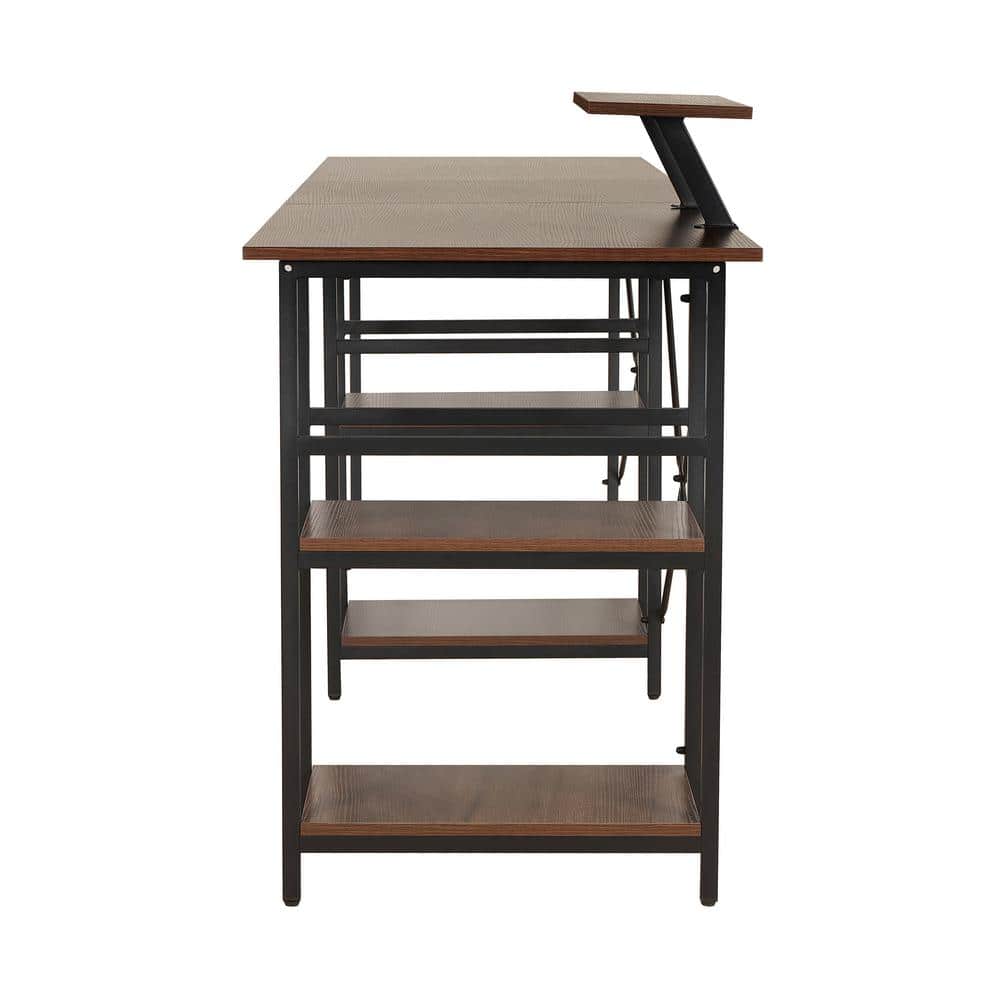 ErgoEdge Black Wood L-Shaped Gaming Computer Desk