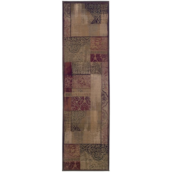 Home Decorators Collection New Country Beige Sage 2 ft. x 8 ft. Runner Rug