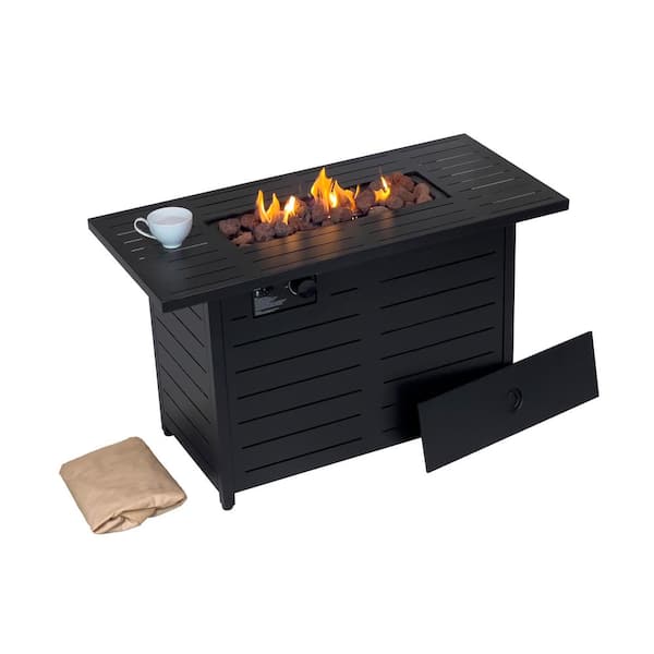 Ore 42 in. Propane Gas Outdoor Patio Fire Pit Table With Powder-Coated Steel Frame in Black