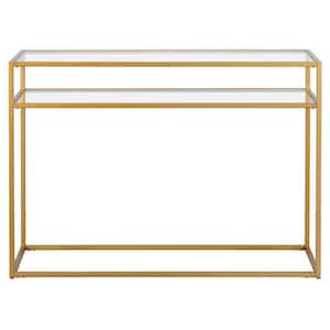 Addison 42 in. Bronze Standard Rectangle Glass Console Table with Storage