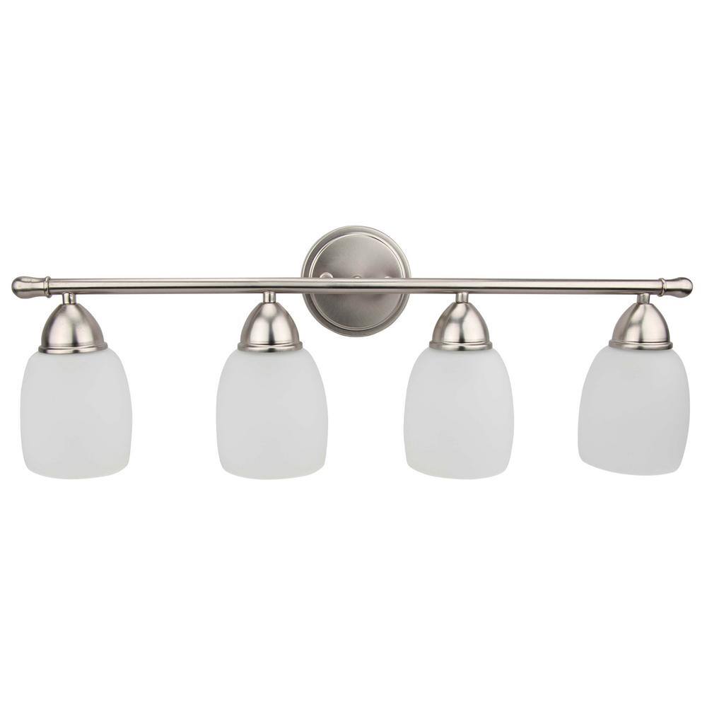 4-Light Brushed Nickel Vanity Light with Frosted Glass Shade 300166 ...