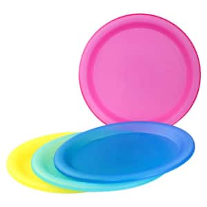 10 in. Colorful Plastic Reusable Dinner Plates (Set of 4)