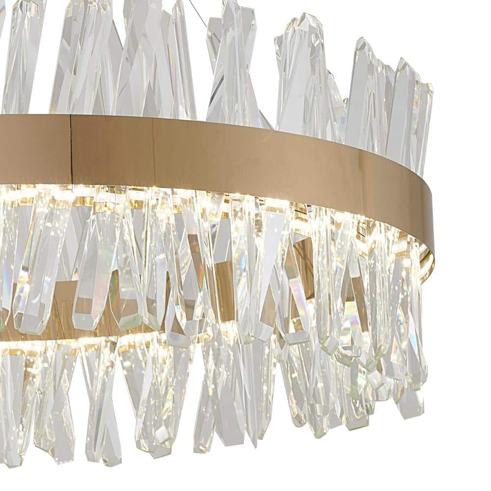 Bethel 32" Gold Metal LED Chandelier with Clear Crystal Accents
