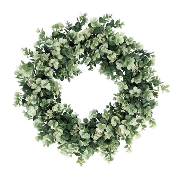 Puleo International 24 in. Artificial Eucalyptus Floral Spring Wreath