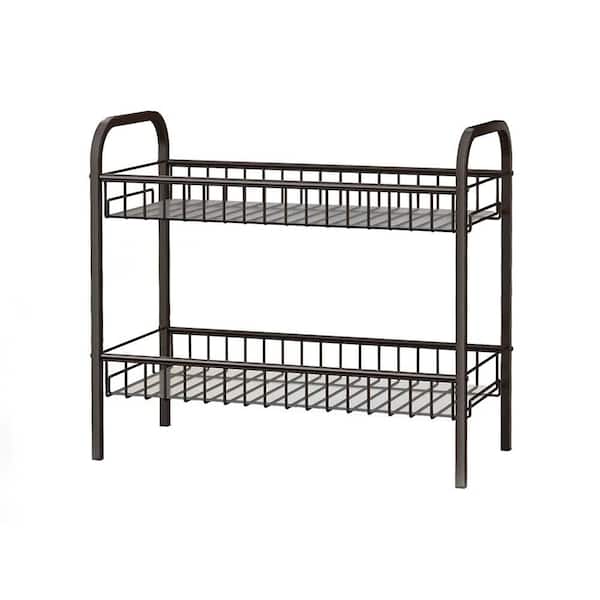 AULEDIO 2-Tier Metal Spice Rack Freestanding Seasoning Jars Rack for Kitchen Pantry Door, Bronze