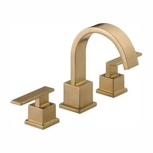 Vero Gold 8 in. Widespread 2-Handle Bathroom Faucet with Metal Drain Assembly in Champagne Bronze