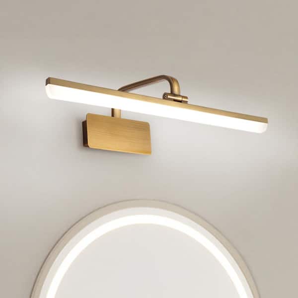 Nimbus 15.7 in. 1-Light Brass Integrated LED Bathroom Vanity Light Bar with Rotable Acrylic Shade in 6000K Cool White