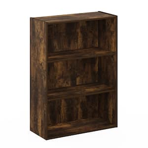 31.5 in. Amber Pine Wood 4-Shelf Standard Bookcase with Storage