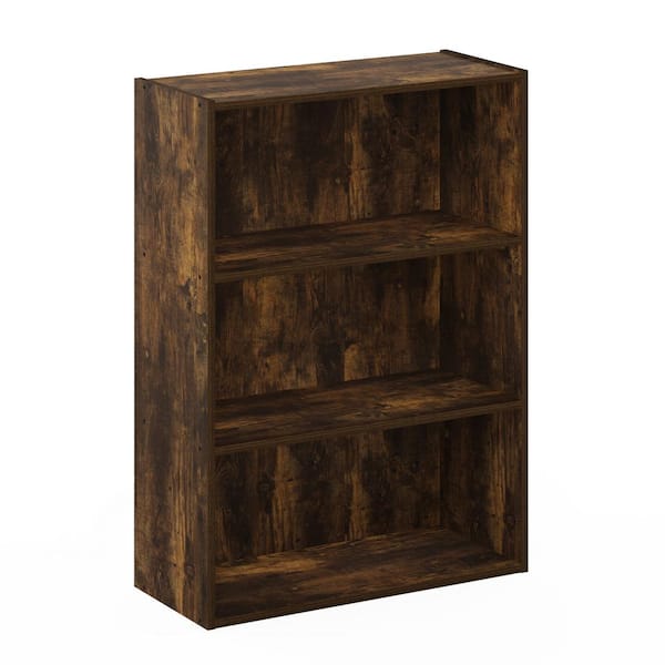 Furinno 31.5 in. Amber Pine Wood 4-Shelf Standard Bookcase with Storage