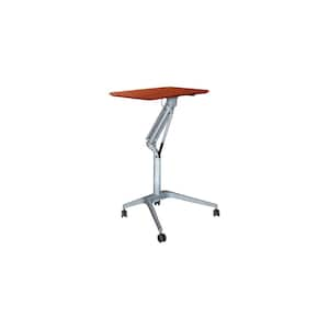 Hanover 28-In. Electric Height Adjustable Rolling Portable Medical, TV Tray Table, or Laptop Desk with Hidden Caster Wheels, White