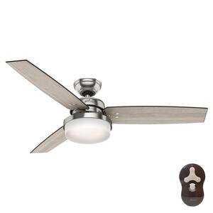 Sentinel 52 in. LED Indoor Brushed Nickel Ceiling Fan with Light Kit and Universal Remote