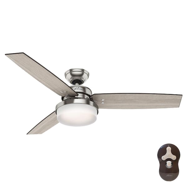Led Indoor Brushed Nickel Ceiling Fan, Home Depot Ceiling Fans With Lights Hunter