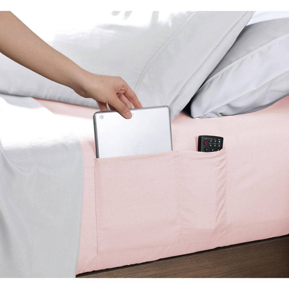 Blush Full Deep Pocket Microfiber Fitted Sheet with Storage