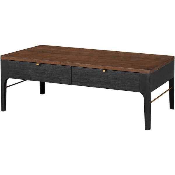 Livabliss Emilee 17 in. Black/Brown Rectangle Wood Coffee Table