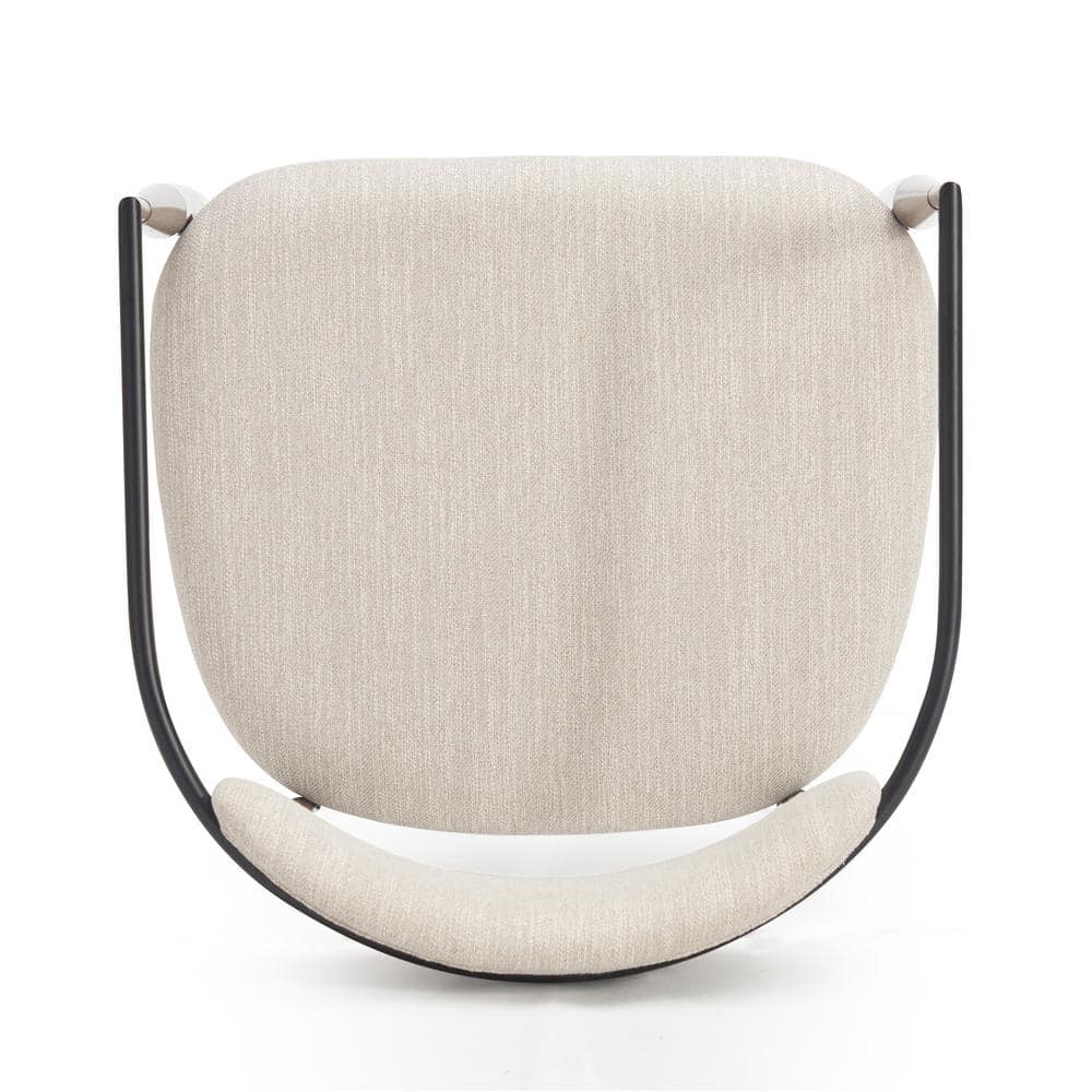 Beige Upholstered Arm Chair with Coffee Gold Metal Legs