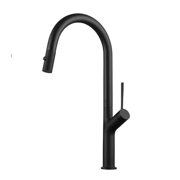 Single Handle Pull Down Sprayer Kitchen Faucet in Black