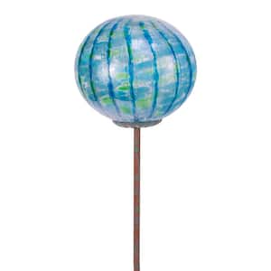 8 in. Elliptical Lollipop KD Globe Stake Planter Accessory- Blue