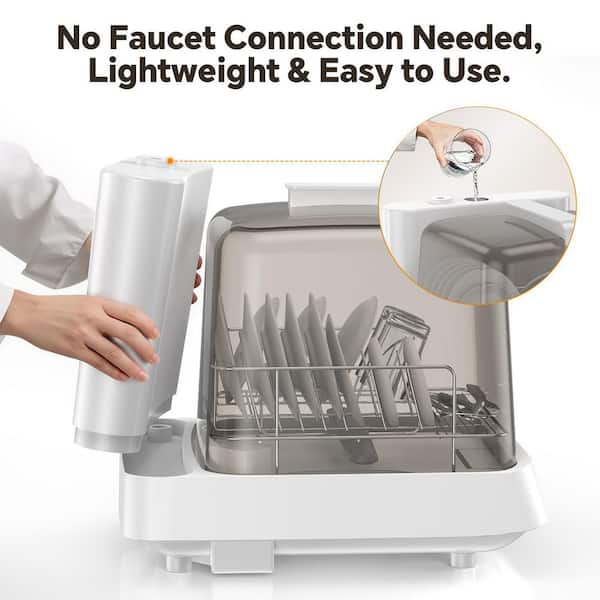 Anlicho 16 in. Countertop Dishwasher in White with 3-Cycles, 4 