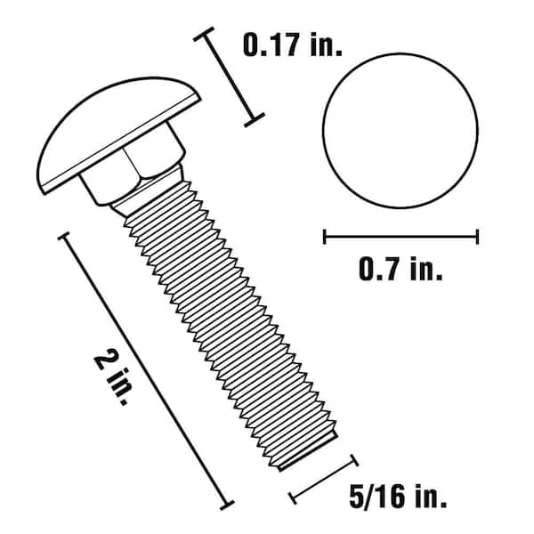 100 Carriage Bolts 5/16-18 X 2-3/4 Zoll – Feuerve Produktbild-Vorschau 2
