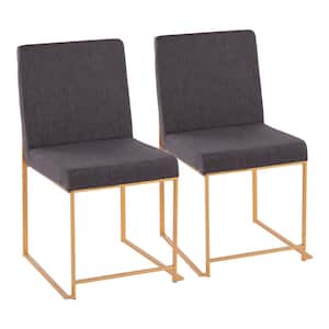 Fuji Charcoal Fabric Gold High Back Side Dining Chair (Set of 2)