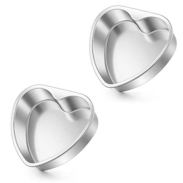6 in. Heart-Shaped Stainless Steel Layer Cake Pan, Oven and Dishwasher Safe, 2 in. Deep (2-Pack)