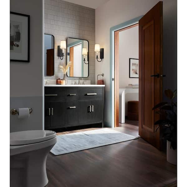 KOHLER Kresla 72.99in. Double Sink Freestanding Carbon Oak Bath Vanity with White Quartz Top Assembled