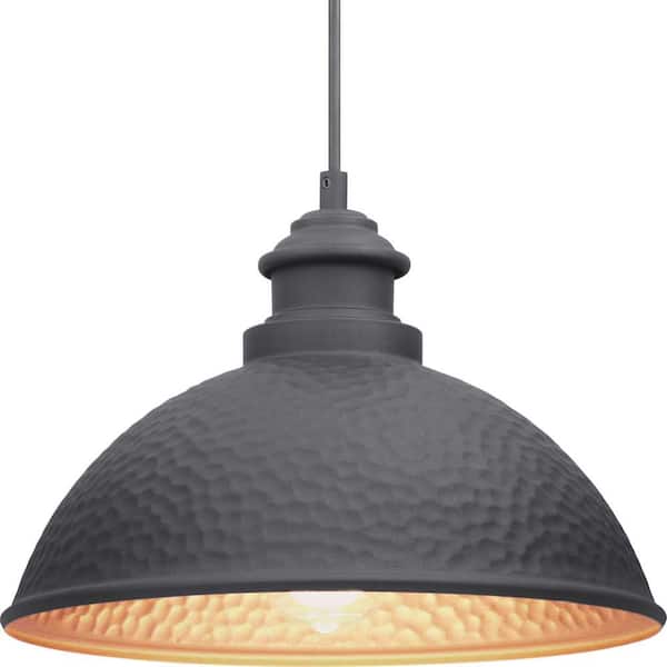 Progress Lighting Englewood Collection 1-Light Textured Black Farmhouse Outdoor Hanging Lantern Light