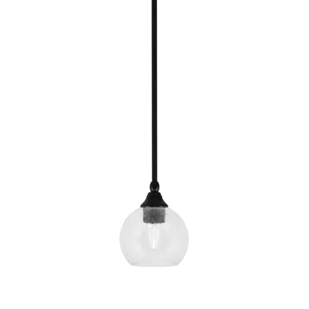 Sparta 100-Watt 1-Light Matte Black Shaded Pendant Light Mini Pendant with 