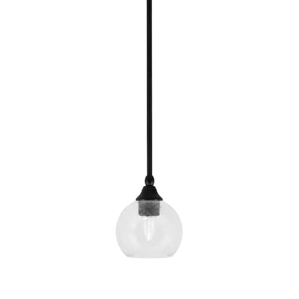 Unbranded Sparta 100-Watt 1-Light Matte Black Shaded Pendant Light Mini Pendant with Clear Bubble Glass, No Bulb included
