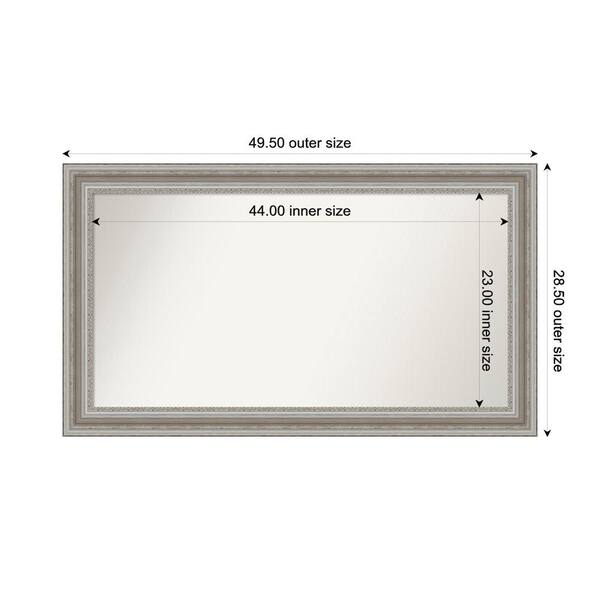 Amanti Art Parlor Silver 49.5 in. x 28.5 in. Custom Non-Beveled Recycled Polystyrene Framed Bathroom Vanity Wall Mirror