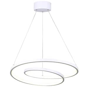 LIVANA 1 Light Integrated LED Matte White Modern Chandelier for Dining Rooms and Living Rooms