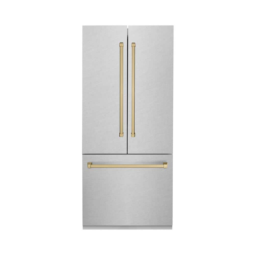 Autograph Edition 36 in. French Door Built-In Refrigerator in Satin Stainless Steel with Champagne Bronze Accents