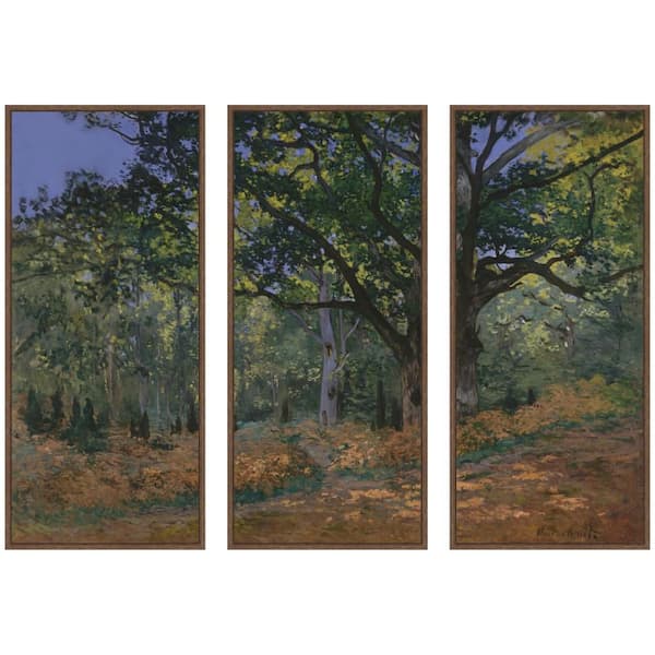 3 Piece Sylvie "Bodmer Oak Fontainebleau" by Monet Landscape Framed Art Print Set 40 in. x 18 in.