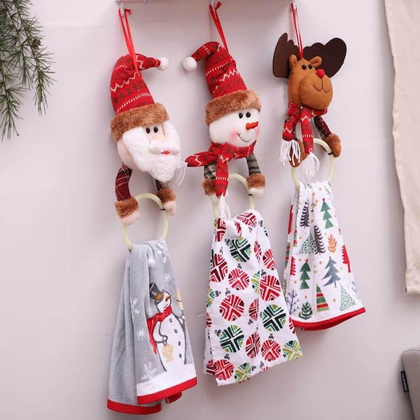 Christmas-Themed Hanging Hand Towel - Santa - Snowman - Convenient Hanging  Loops - ApolloBox