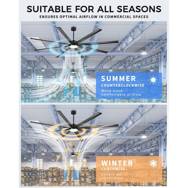 JAZAVA 72 in.Indoor Aluminum Black 100-240-Volt 107 RPM Industrial