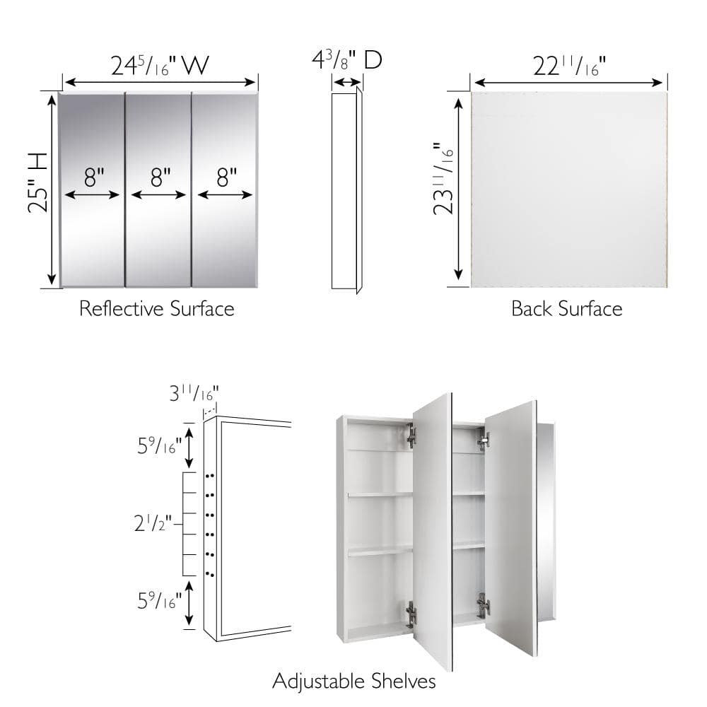 Cyprus 24-Inch White Wood Medicine Cabinet with Mirror