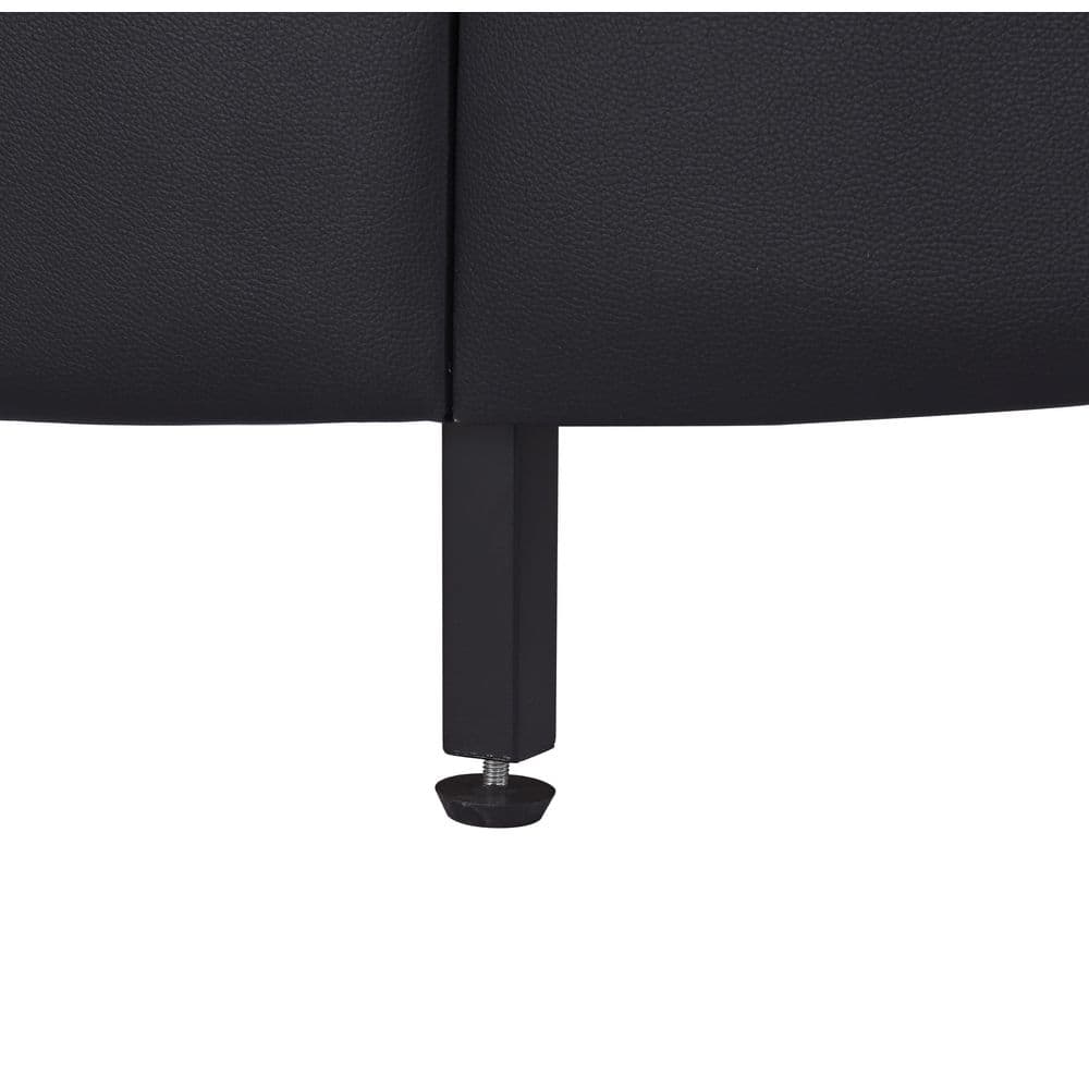Black Faux Leather Upholstered Queen Platform Bed with LED Lights