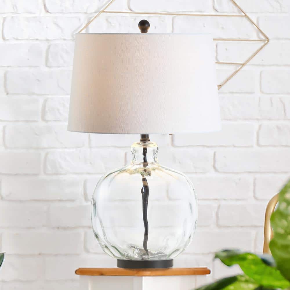 Rae 26.5" Clear Glass and Black Metal Table Lamp