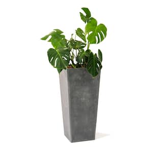 28 in. Tall Modern Square Planter, Tapered Floor Planter for Indoor and Outdoor Planter, Patio Decor, Gray