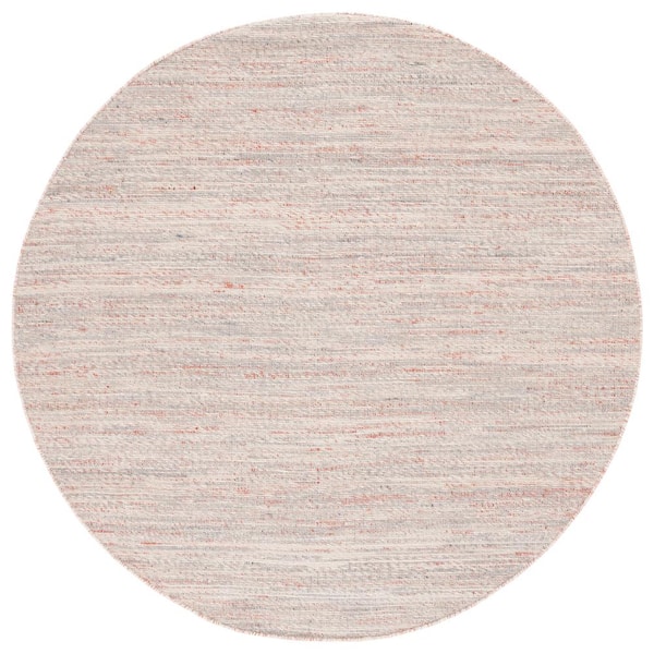 SAFAVIEH Natural Fiber Gray/Red 6 ft. x 6 ft. Abstract Distressed Round Area Rug